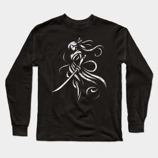 Female Katana Warrior Graphic Tee | Tribal Dark Art Long Sleeve T-Shirt